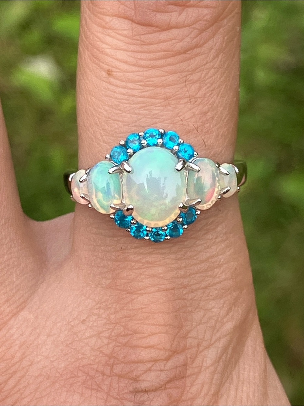 Ethiopian Opal Neon Apatite Ring Size 9